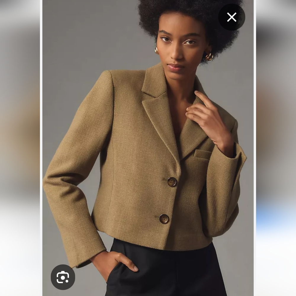 Anthropologie Jacket, Size 10, Tan, Soft Tweedy Knit Blazer, Lined, Like NEW! - Picture 1 of 16